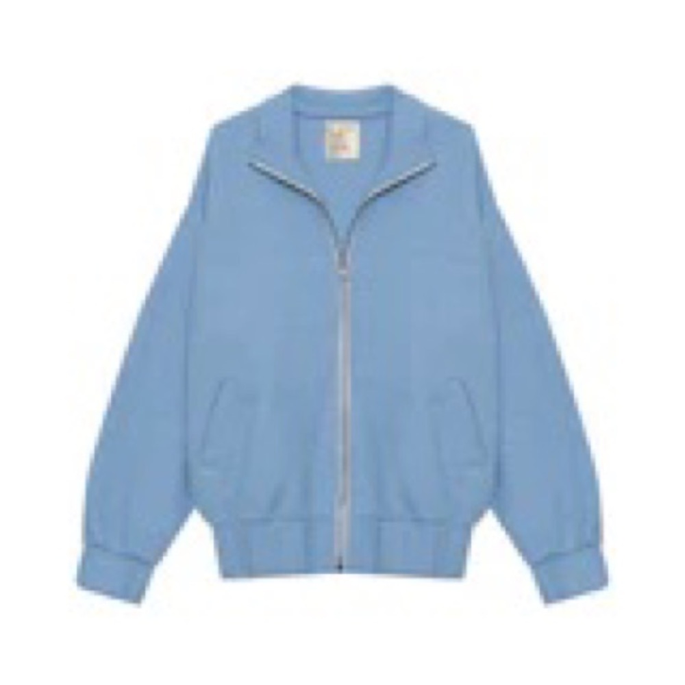 FINAL MARKDOWN NWT 100% recyclable cozy full zip jersey bomber jacket, blue